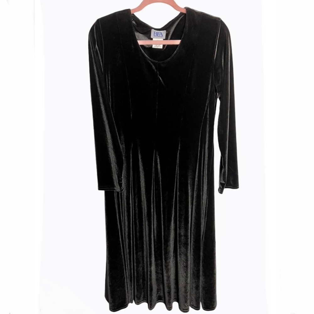Vintage BFA black fit flare scoop neck midi dress